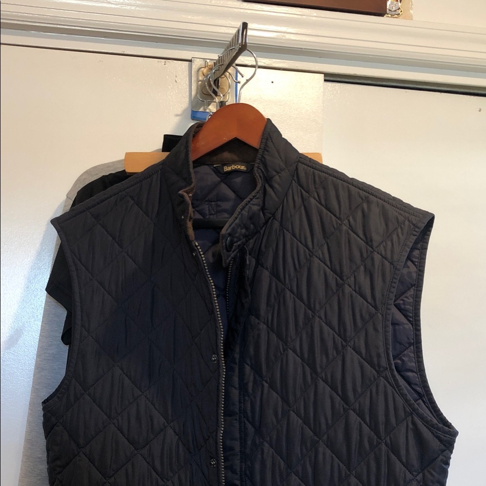 Barbour Quilted Navy Diamond-Stitch Vest Lowerdale Gilet okay condition